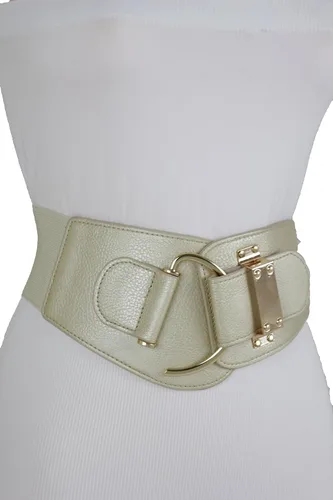Miniatura 63 de TFJ - Cinturón ancho de moda para mujer, cintura alta, hebilla de gancho de metal dorado, talla XS, S, M, L, XL