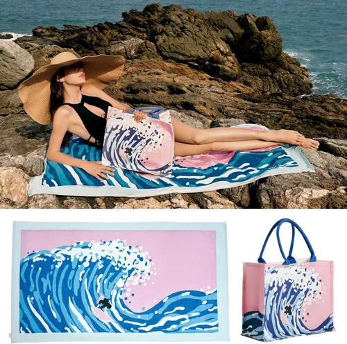 Miniatura 10 de Bolsa de playa Diseño impreso, repelente al agua, espacioso, diseño meticuloso, de gran tamaño 15.75 x 14.96 x 7.87 pulgadas (selva)