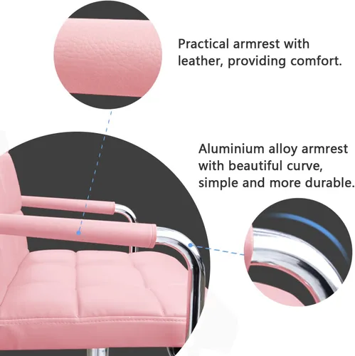 Miniatura 4 de JUMMICO Silla moderna de escritorio de oficina y tocador, silla enrollable con respaldo medio con ruedas, piel sintética, bonita para oficina