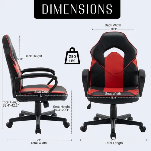 Miniatura 3 de Silla ergonómica de videojuegos para computadora, oficina en casa, carreras, escritorio ejecutivo de video, de piel sintética, para adultos