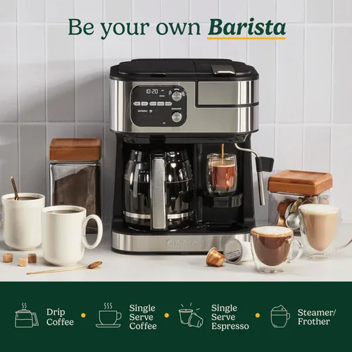 Miniatura 3 de Cuisinart Coffee Center Barista Bar - Cafetera 4 en 1, compatible con cápsulas de una sola porción, cafetera, tres tamaños de preparación, Negro