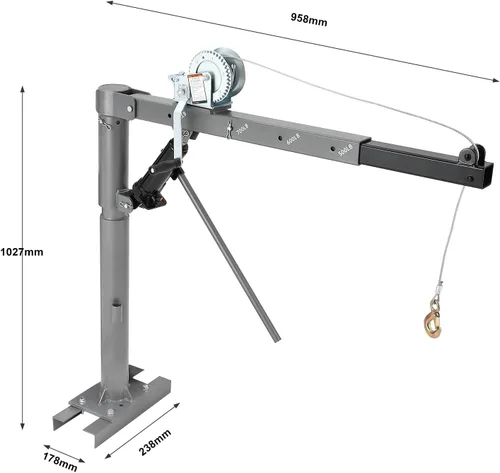 Miniatura 2 de Towallmark Polipasto hidráulico no eléctrico para grúa para camión, capacidad de 1000 libras con ajustes ajustables para 500 libras, 600 libras, 800