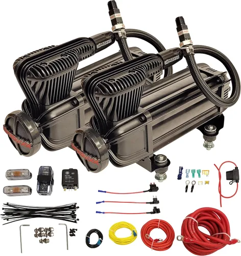 Miniatura 2 de Compresores de aire Black X-Series Paquete doble, kit de cableado y tanque de aire de aluminio de 5 galones (90/120)