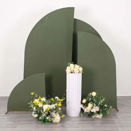 Miniatura 223 de Efavormart - Juego de 4 fundas de elastano beige para arco de media luna, fundas de telón de fondo Chiara de 2.5 pies a 7 pies para escenarios