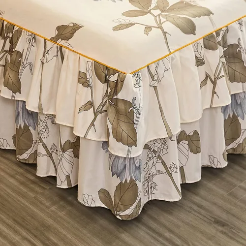 Miniatura 3 de Feelyou Sábana bajera ajustable con estampado floral de flores, 3 coberturas laterales, 14 pulgadas, caída de polvo y volantes, falda de cama