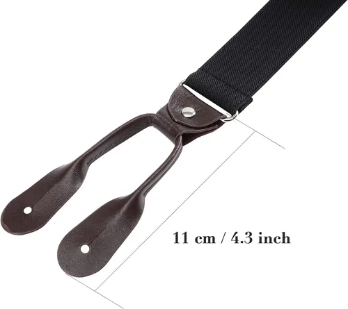 Miniatura 2 de AWAYTR Tirantes de botón marrón para hombre, tirantes elásticos ajustables en forma de Y