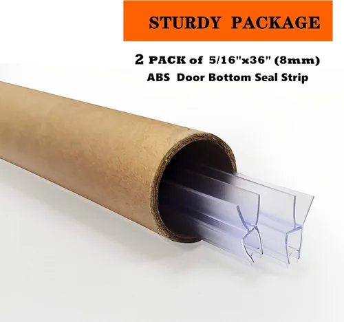 Miniatura 2 de Paquete de 2 sellos inferiores de puerta de ducha, tiras de PVC de 36" (914mm) de largo con riel de goteo para puerta de vidrio de 5/16" (8mm)