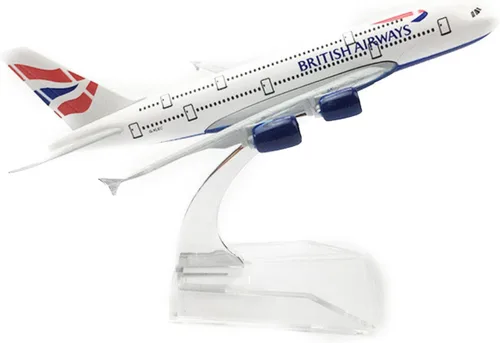 Miniatura 5 de AZIZAT 1/400 modelo británico A380 avión 6.3 in aleación fundido a troquel colección de aviones modelo modelo plano para colección o regalo ornamento