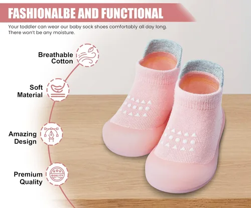 Miniatura 2 de Dookeh Zapatos de bebé para niños y niñas, zapatos de primera caminata, antideslizantes, suela suave, zapatos de calcetín para bebés