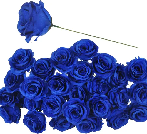 Flores artificiales 50 rosas de seda con tallo de alambre, rosa falsa de tacto real para decoración de boda, novia y dama de honor, ramos de casa,