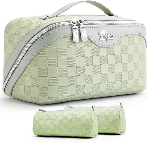 Miniatura 66 de BOYATU Bolsa organizadora de maquillaje de viaje, bolsa de cosméticos: Juego de 3 bolsas de maquillaje para mujeres con asa - Bolsas de aseo