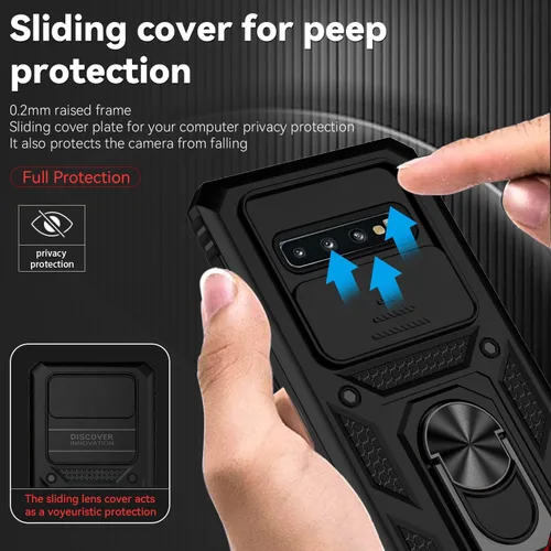 Miniatura 4 de Funda para Samsung Galaxy S10 con cubierta para lente de cámara, protector de pantalla HD, doble capa de grado militar, probada contra caídas