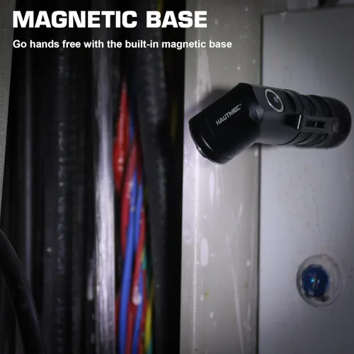 Miniatura 6 de HAUTMEC Linternas recargables de 1400 lúmenes, linterna LED EDC con linterna de 90 grados, cabeza giratoria, 5 modos, linterna de bolsillo, base