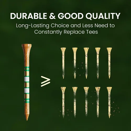 Miniatura 4 de FINGER TEN - Tees de golf de madera para hombres, 1 1/2, 2 3/4, 3 1/4 pulgadas, abedul occidental, paquete de 100, reduce la fricción, base alta