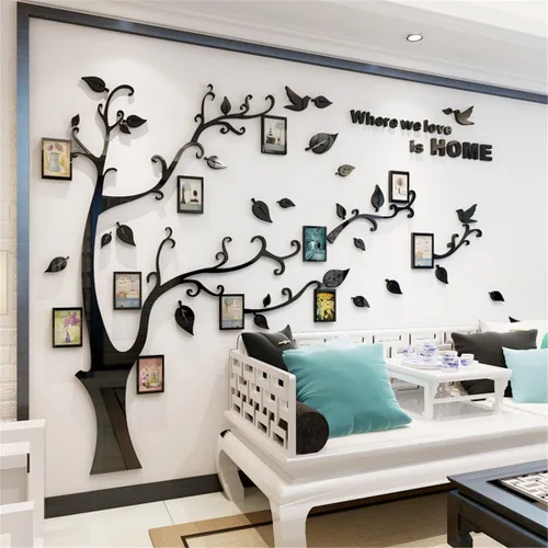 Miniatura 7 de Calcomanías de pared de árbol 3D - DIY, calcomanías de marcos de fotos y árbol de pared, marcos para fotos familiares, murales con calcomanías
