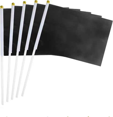 WXTWK Paquete de 12 banderas negras sólidas, pequeñas banderas de color negro liso en palo, suministros de decoración de marcado, gran apertura,