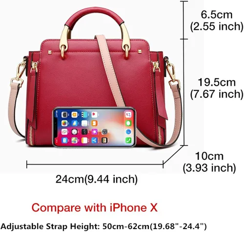 Miniatura 2 de Bolsos de cuero para mujer, con asa superior y correa ajustable