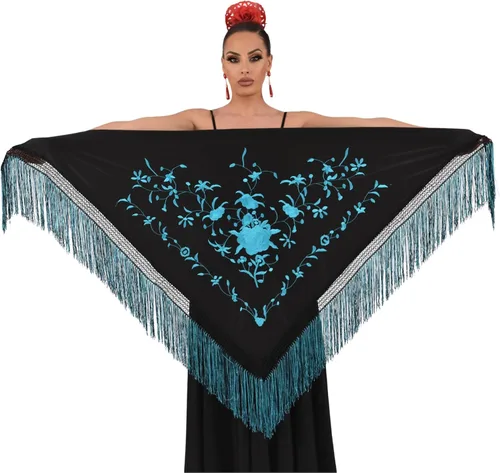 Mantón Manila para baile flamenco. tamaño medio 63X31 pulgadas