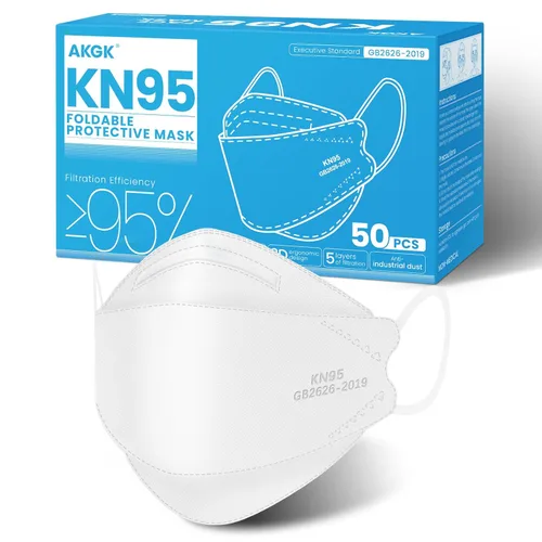 Miniatura 31 de akgk Mascarilla KN95 de 50 unidades, mascarillas de protección transpirable, mascarillas KN95 negras de 5 capas, máscaras de seguridad contra
