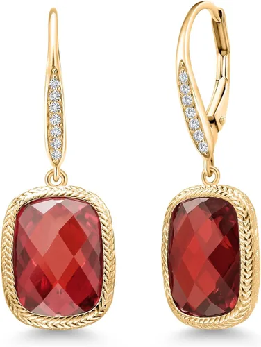 Miniatura 38 de Gem Stone King Aretes colgantes de plata de ley 925 con piedra natal y diamantes blancos cultivados en laboratorio de 4.60 quilates para mujer
