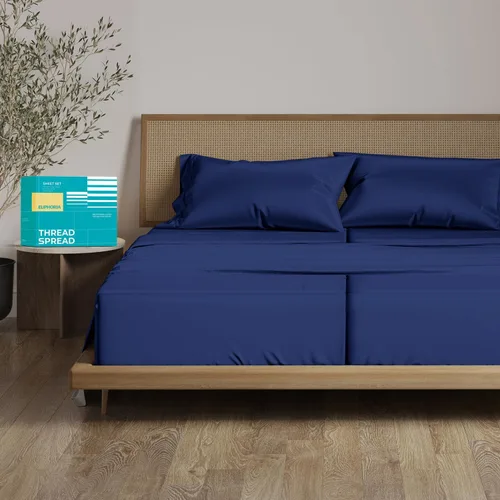 Miniatura 57 de THREAD SPREAD Sábanas 100% Algodón Egipcio Tamaño Twin - 800 Alto Número de Hilos 3 Piezas Sábanas Twin Extra Largas para Dormitorio, Bolsillo