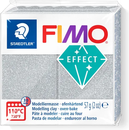 STAEDTLER 8010-812 FIMO Effect - Arcilla de modelado polimérica endurecedora al horno - Plata brillante (2.01 oz)