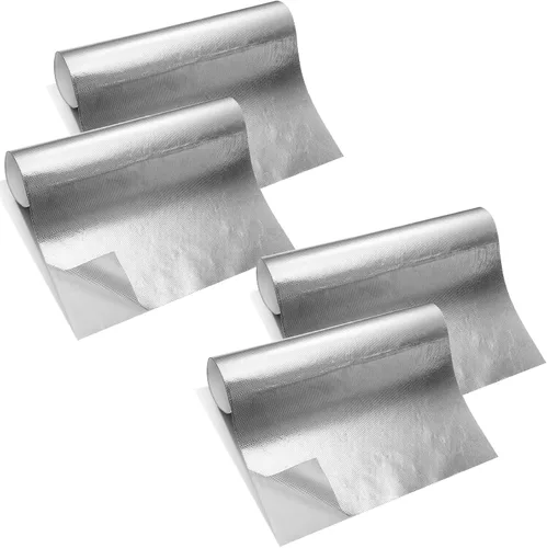 4 Hojas de 12'' x 30'' Escudo Térmico Aluminizado con Respaldo Adhesivo Aislamiento de Barrera Térmica Envoltura Cinta Adhesiva de Barrera Térmica