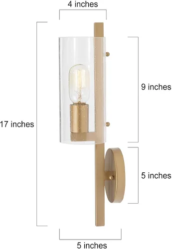 Miniatura 2 de KSANA Lámpara de pared de 1 luz, moderna lámpara dorada montada en la pared, iluminación de baño de vidrio sembrado para dormitorio, pasillo