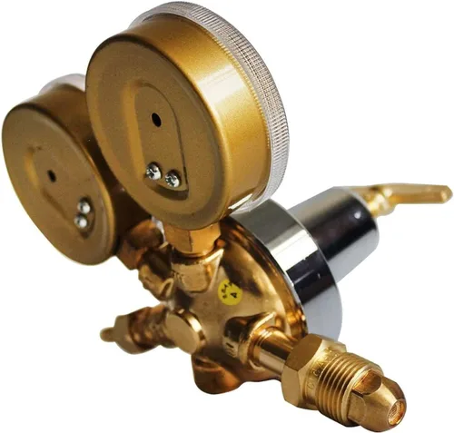 Miniatura 6 de 2 reguladores de gas de soldadura duales, oxígeno (CGA-540) y acetileno (CGA-510) Combo de medidores de latón de dos piezas compatible con kits
