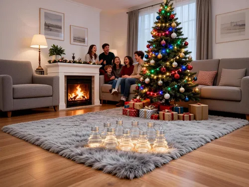 Miniatura 5 de HOMSFOU 10 botellas de caramelo con forma de árbol de Navidad con tapas plateadas, recipientes rellenables para mascotas para golosinas navideñas