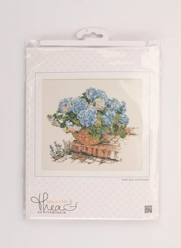 Miniatura 5 de Thea Gouverneur - Kit de punto de cruz contado, hortensia azul, Aida, 16 unidades, kits de bordado para adultos, manualidades, hilos de bordado DMC