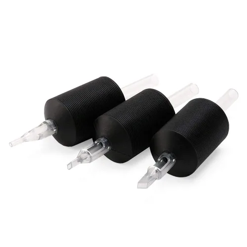 Miniatura 5 de VORTEX - Empuñaduras de tubo desechables de silicona suave de 1.25 pulgadas, color negro, con puntas largas transparentes, 15 unidades (7D)
