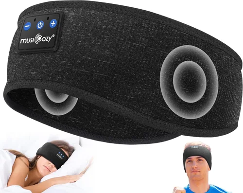 Miniatura 21 de MUSICOZY - Diadema para dormir con auriculares Bluetooth 5.4, audífonos inalámbricos con máscara para los ojos, orejeras HD para entrenamiento