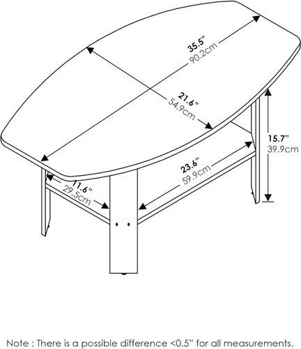 Miniatura 2 de Furinno Mesa de centro de diseño simple, nogal oscuro