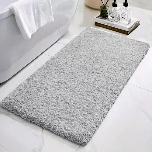 Miniatura 17 de Alfombras de baño antideslizantes, lavables, ultra gruesas, suaves, de microfibra absorbente, de látex de espuma de alta densidad, con respaldo Beige