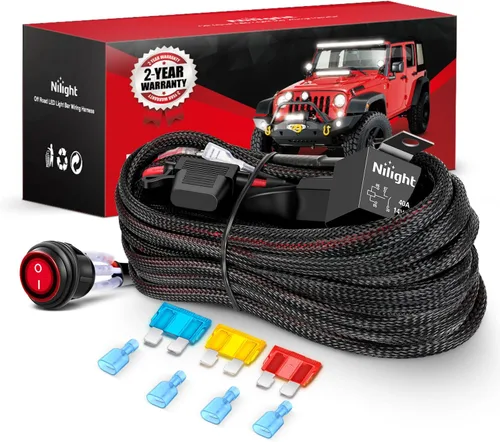 Miniatura 10 de Nilight Kit de arnés de cableado de barra de luz LED de cobre, 1 cable de 12 AWG resistente 12 V, interruptor de encendido y apagado, fusible