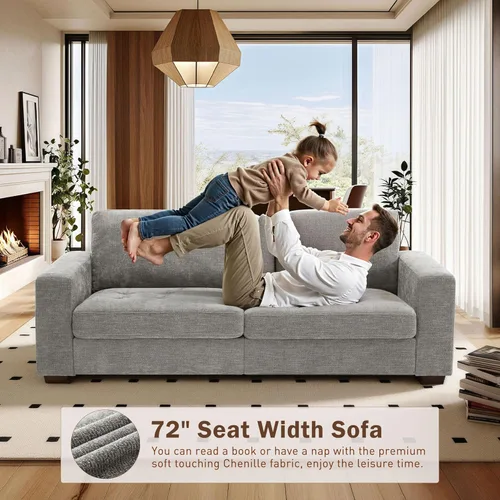 Miniatura 3 de Hanherry - Sofá para sala de estar, sofá moderno y cómodo con cojín de asiento de firmeza media, funda extraíble, apoyabrazos anchos, puerto Gris