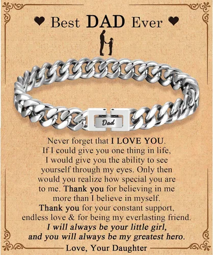 Miniatura 16 de Regalos para papá, hijo, nieto, tío sobrino, hermano, marido, novio, regalos para hombres y niños, pulsera de eslabones de cadena cubana, regalos