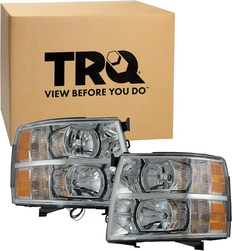 Miniatura 10 de TRQ Juego de 2 piezas de montaje de faros delanteros halógenos cromados y bisel negro para el lado del conductor y del pasajero compatible con Ford