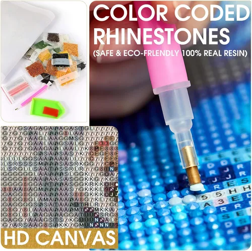 Miniatura 6 de Bimkole AL1599 - Kit de arte de diamantes 5D con diseño de oso, taladro completo, juego de bordado de diamantes de imitación con diamantes, arte por