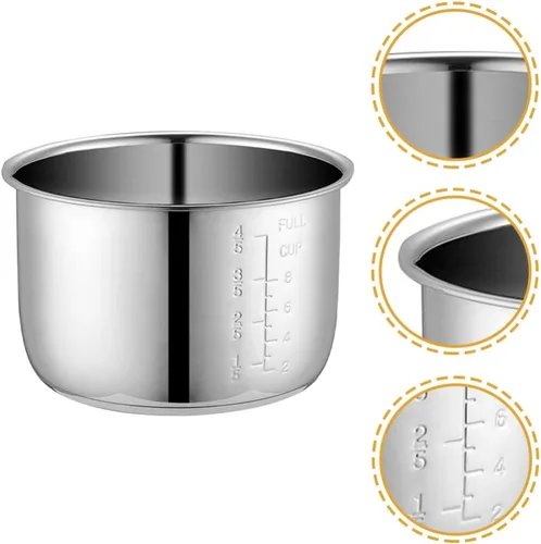 Miniatura 9 de Cabilock Olla de arroz de acero inoxidable de repuesto para olla interior de 4 litros, accesorio compatible con ollas eléctricas y a presión de 8.66