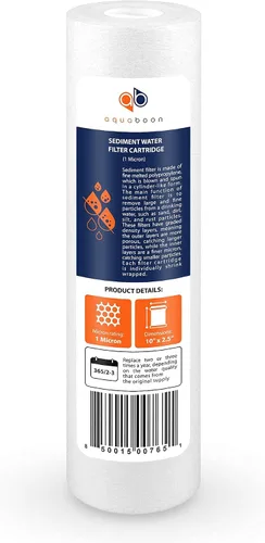 Miniatura 8 de Aquaboon cartucho de filtro de agua de sedimento ranurado, 10 pulgadas, para cualquier unidad estándar RO