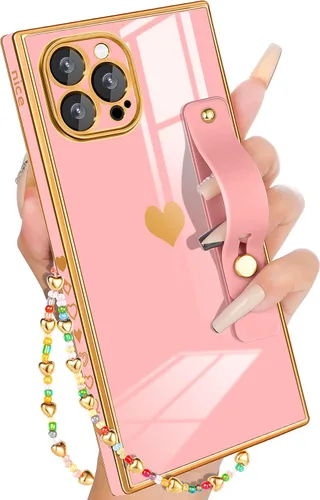 Miniatura 22 de Petitian Funda para iPhone 13 Pro Max con Soporte/Cordón, Lujosa y Linda para Mujeres y Niñas con Corazón Electrochapado, Fundas de Teléfono de Negro