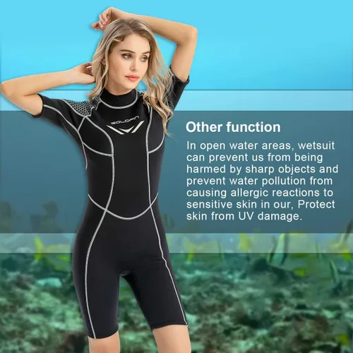 Miniatura 4 de GoldFin Traje de neopreno corto para mujer, 0.118 in, con cremallera trasera, para surf, buceo, natación, esnórquel