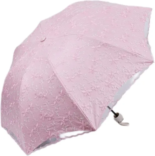 Miniatura 6 de Honeystore Parasol de viaje plegable Brolly Anti-UV Sombrilla Vintage 3 pliegues gris