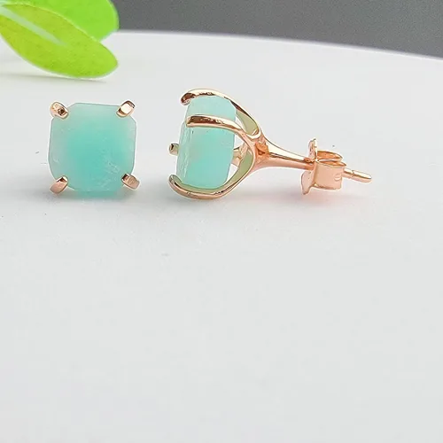 Miniatura 14 de Aretes de piedra preciosa natural en bruto con oro rosa sobre plata de ley 925, 6 a 0.276 in, regalo de piedra de nacimiento de calidad genuina