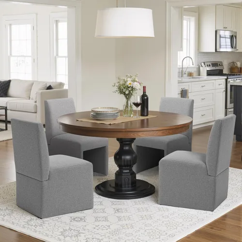 Miniatura 10 de RNKSFX Juego de 4 sillas de comedor tapizadas verdes, sillas de comedor modernas, sillas de cocina y comedor, sillas de comedor de lino con marco