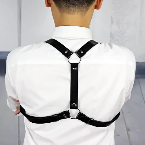 Miniatura 5 de ALLOVME Men Body Chest Belt for Men Adjustable Leather Belts with Buckles Rave Costume Sexy Punk Chest Belt Clubwear Costume