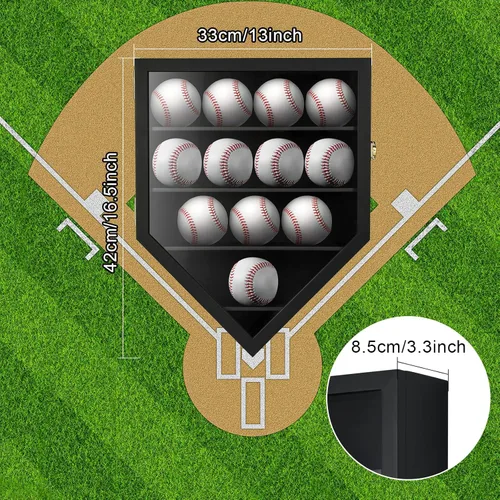 Miniatura 6 de TJ.MOREE 12 vitrinas de béisbol, soportes de béisbol para exhibición de pelotas Negro