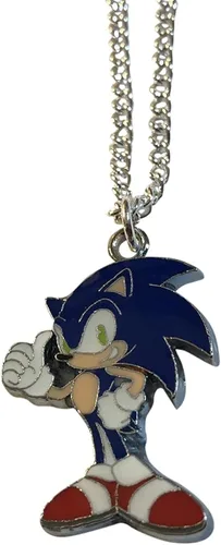 Miniatura 2 de Medallón inspirado en Sonic en cadena chapada en plata en caja de regalo (chapado en plata de 16 pulgadas), Metal, No es una piedra preciosa